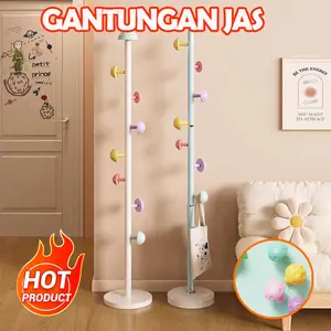 Hanger Mantel Besi Sederhana Anak-anak Jamur Rak Pakaian Vertikal Berdiri Di Lantai Rak Pakaian Kamar Tidur Ruang Modern