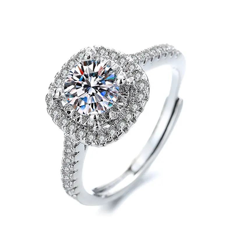 Moissanite rings female niche high-end non-fading marriage couple pair ring proposal one carat ring zircon jewelry Women's rings