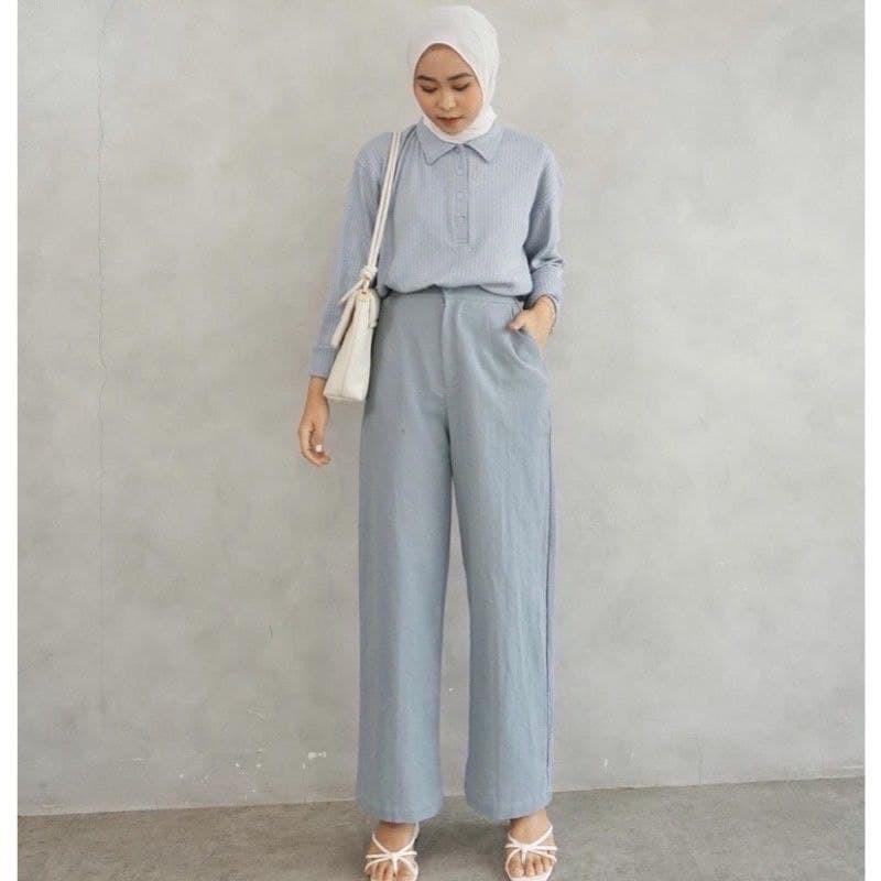 Kulot linen highwaist kulot linen SEOUL kulot wanita celana wanita kekinian korean style 6