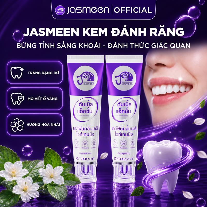 [HƯƠNG THƠM CAO CẤP] Jasmeen Kem Đánh Răng Hoa Nhài Làm Trắng Răng - Răng Trắng Sáng - Kem Đánh Răng Tẩy Cao Răng Ố Vàng - Hỗ Trợ Vệ Sinh Vết Bẩn Mảng Bám - Combo Kem Đánh Răng - Kem Đánh Răng Trị Hôi Miệng - Làm Thơm Miệng - Phù Hợp Cho Cả Gia Đình