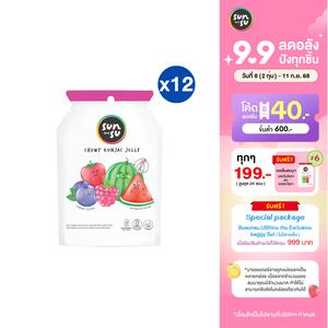 (แพ็ก 12) Sunsu ซันซุ เยลลี่ผสมบุก กลิ่นมิกซ์เบอร์รี่และแตงโม ของขวัญ
