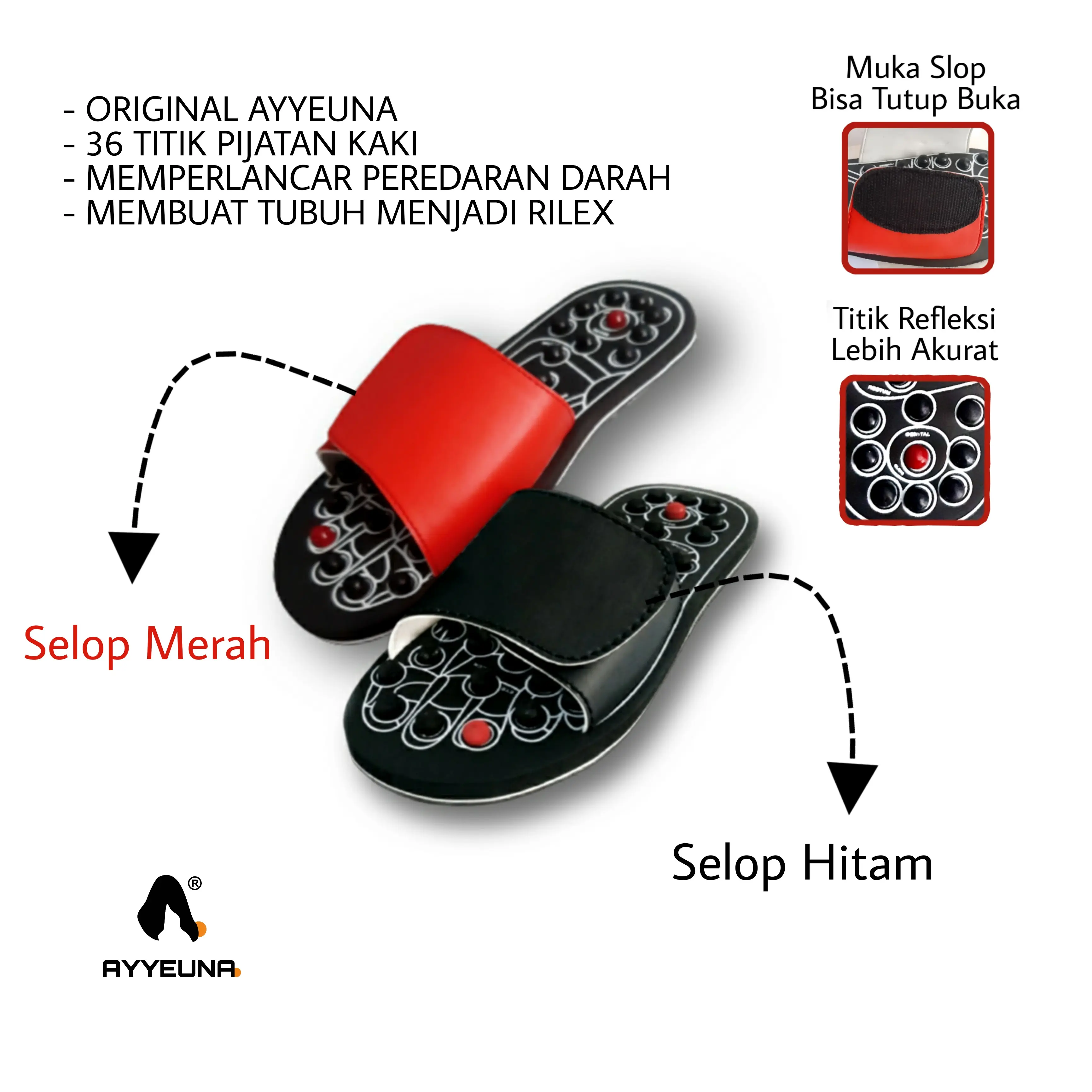 Sandal Kesehatan Refleksi Asam Urat Lambung Akupuntur Diabetes Rematik Ayyeuna Slop Spon Selop