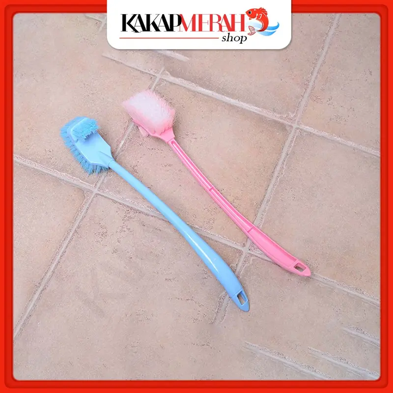 Sikat Kloset Kamar Mandi WC 2 Sisi Gagang Panjang Bulu Plastik Toilet Brush Serbaguna 1