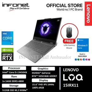 LENOVO LOQ 15IRX11 RTX5050 I5 13450HX 16GB 512GB SSD 15.6" FHD IPS 144HZ W11 OHS2024