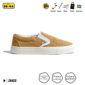DMCS - SLIP ON CORDUROY Mocca / Sepatu corduray coklat / gaya kasual kuliah nongkrong / damascus store medan / pria wanita