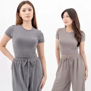 AIJO| (READY) Oneck Top- Atasan Wanita Kekinian Rib Fit Panjang Polos Santai Nyaman cia oneck top Pendek Variasi Basic Oblong Kaos Baju Simple