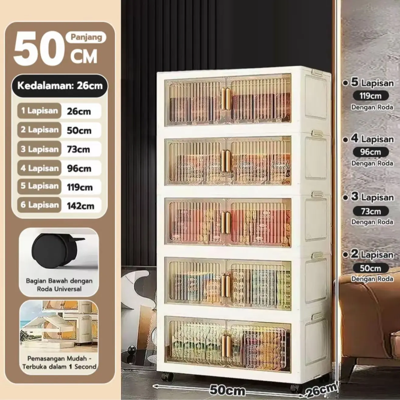 【transparan】50cm-5 Lapisan