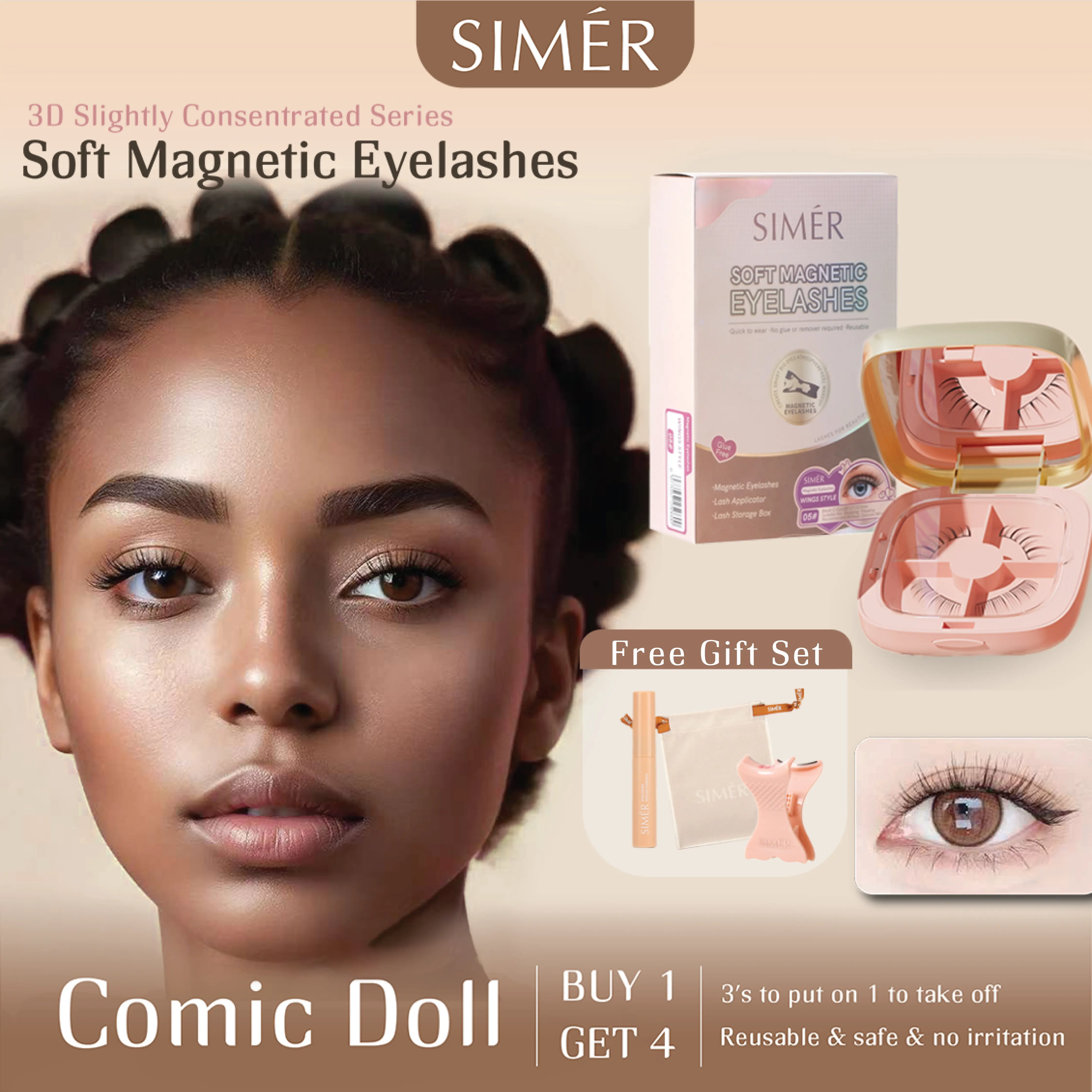 Natural Curled Magnetic Eyelashes for Light Makeup Bulu Mata Magnet Viral