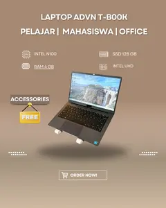 LAPTOP ADVN TBOOK INTEL N100 HEMAT DAYA RAM 4GB SSD 128GB