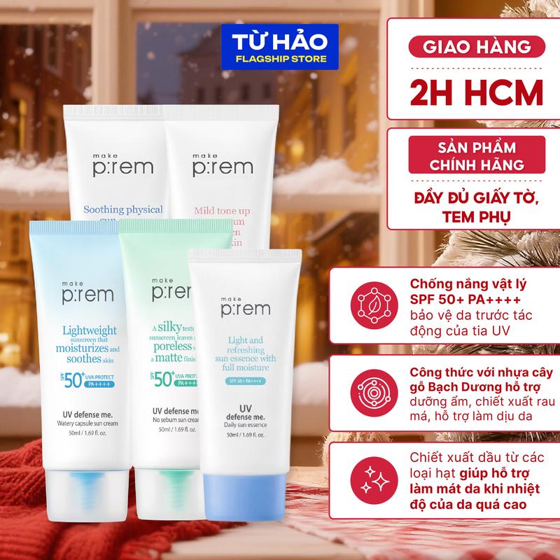  Kem Chống Nắng Vật Lý Make Prem UV Sun Cream Make P:rem SPF 50+ PA++++ 70ml Sunscreen 