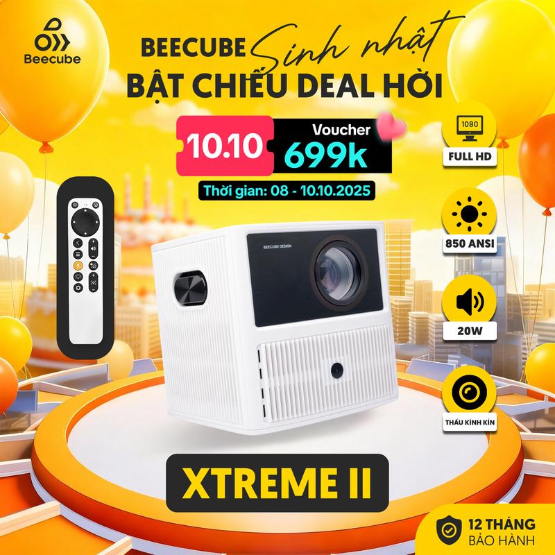 [ FLASH SALE] Máy Chiếu Mini Cao Cấp Beecube Xtreme II - Full HD - Bảo Hành 1 Đổi 1 Trong 12 Tháng, Máy Chiếu Tích Hợp Âm Thanh Bluetooth Projector Xem Phim