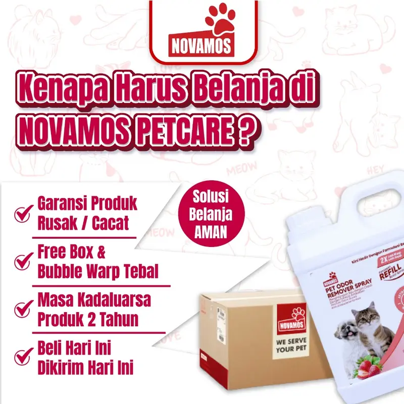 Refill Penghilang Bau Kotoran Kucing & Anjing Novamos ( Kemasan 1 Liter ) - Pet Odor Remover Refill Parfum Pewangi Pengharum Pasir Kucing Penghilang Bau Pesing Kandang Kucing - Novamos Pet Care semprot multipak 7