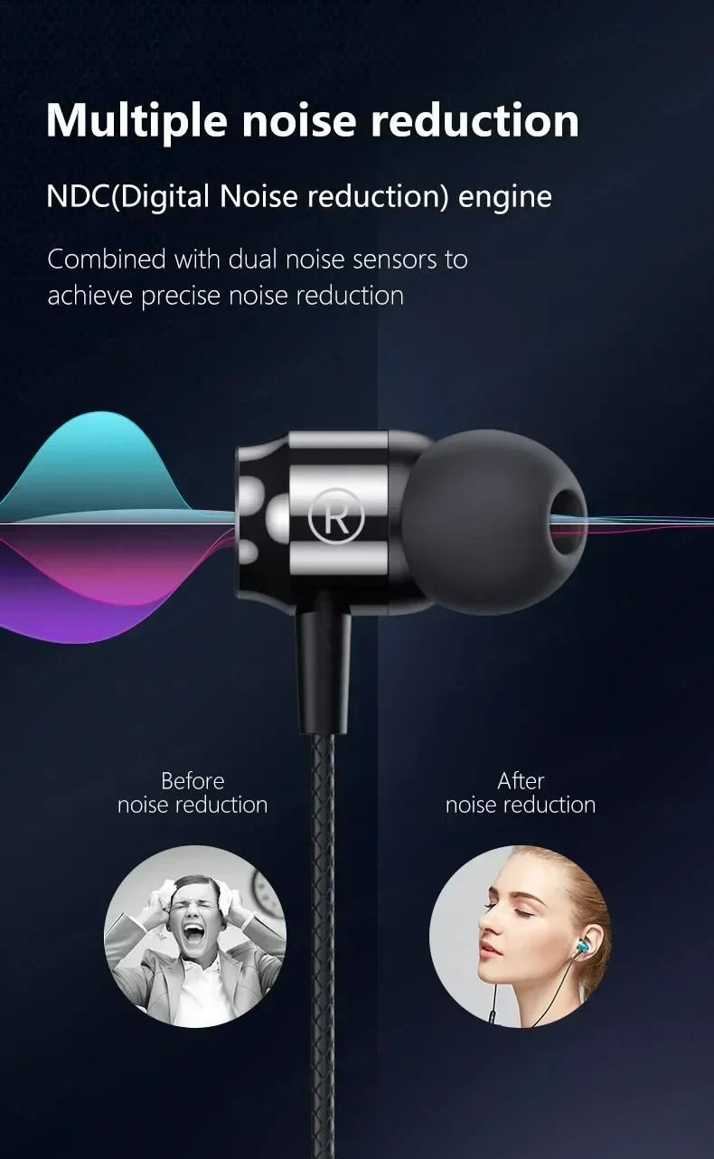 Headset Gaming A08 Kabel, Earphone Magnetic  Stereo, Earbuds 3.5mm/Tipe-C, Headphone Mikrofon HD untuk Permainan