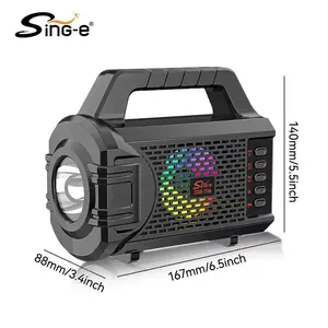 ZQS-T06 Speaker Bluetooth Portabel dengan Pengisian Tenaga Surya, Mendukung Pemutaran Kartu TF/Flashdisk dan Dilengkapi Senter Penerangan