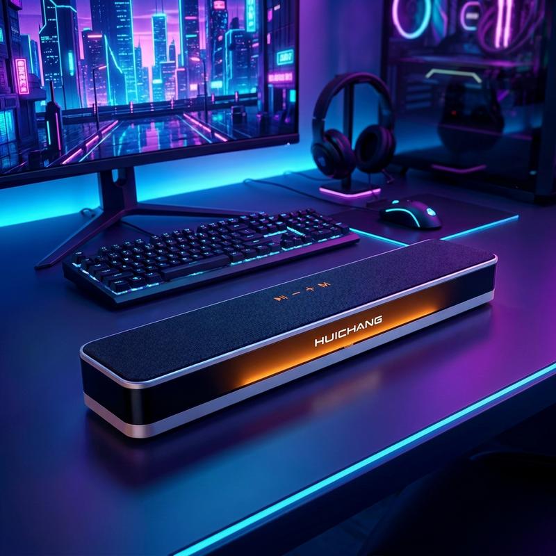 H009 Loa soundbar Bluetooth, Công suất 30W, Pin 2400mAh, 3 driver tạo âm trầm sâu, Hỗ trợ USB/AUX/thẻ TF, Màu RGB 16,8 triệu, Bluetooth 6.0, Chức năng TWS