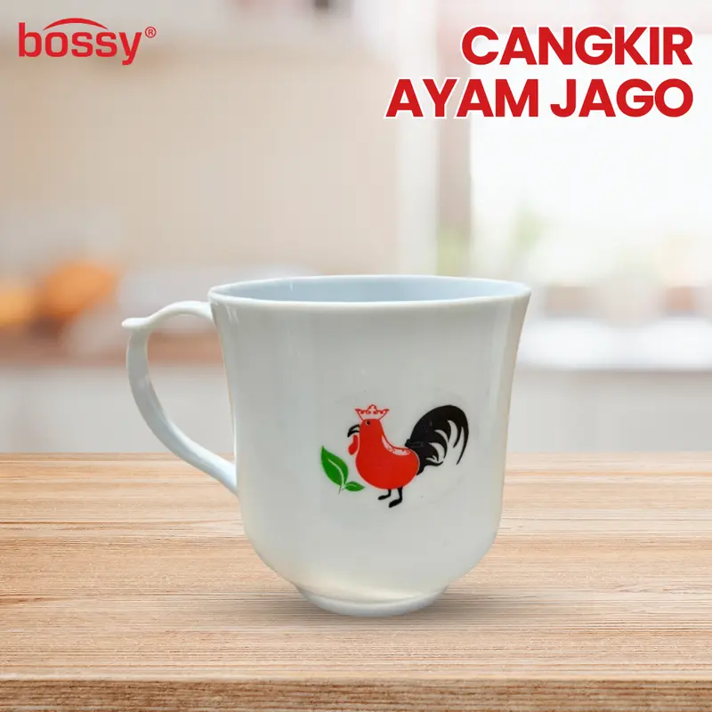 BOSSY Gelas Cangkir Model Ayam Jago Isi 12 Pcs Ukuran 400 ML Bahan Tebal Murah 3