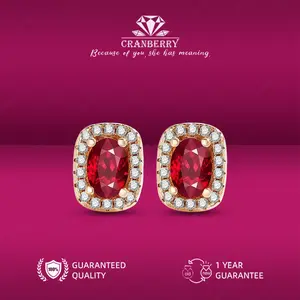 OS1-E31 Anting Wanita Cranberry Premium Permata Red Ruby Anti Luntur Berubah Warna Garansi 1 Tahun Fahshion Accessories Size Adjustable Kualitas Grade VVS1 Aksesoris Anting Nikah Elegan COD