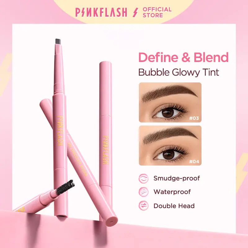 PINKFLASH OhMyEmoji Bút Kẻ Lông Mày Dễ Tán Chống Nước Giữ Màu Lên Đến 8 Tiếng Tích Hợp Đầu Cọ Chải Tiện Dụng 30g