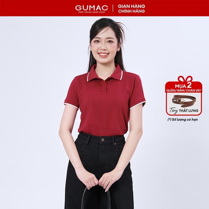 MUA 2 GIẢM THÊM 5% Áo polo nữ áo thun nữ có cổ phối bo sọc nhiều màu thời trang GUMAC PLE03028
