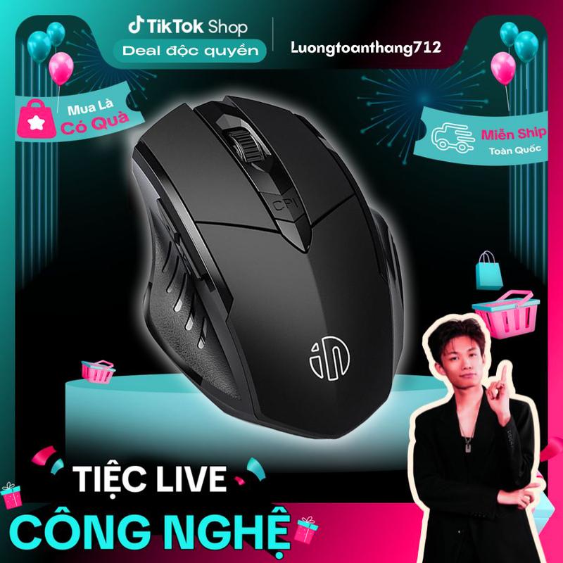 Sidotech x Lương Toàn Thắng Chuột gaming không dây sạc pin SIDOTECH INPHIC PM6 độ nhạy dpi 1600 cho game thủ chơi game chuyên nghiệp kết nối Wireless 2.4G