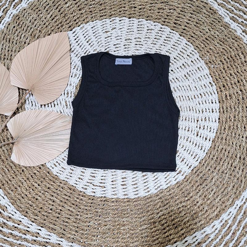 [tanktop 1 an U neck knit] NATA tanktop U knit basic Atasan Wanita Crop Rib 6