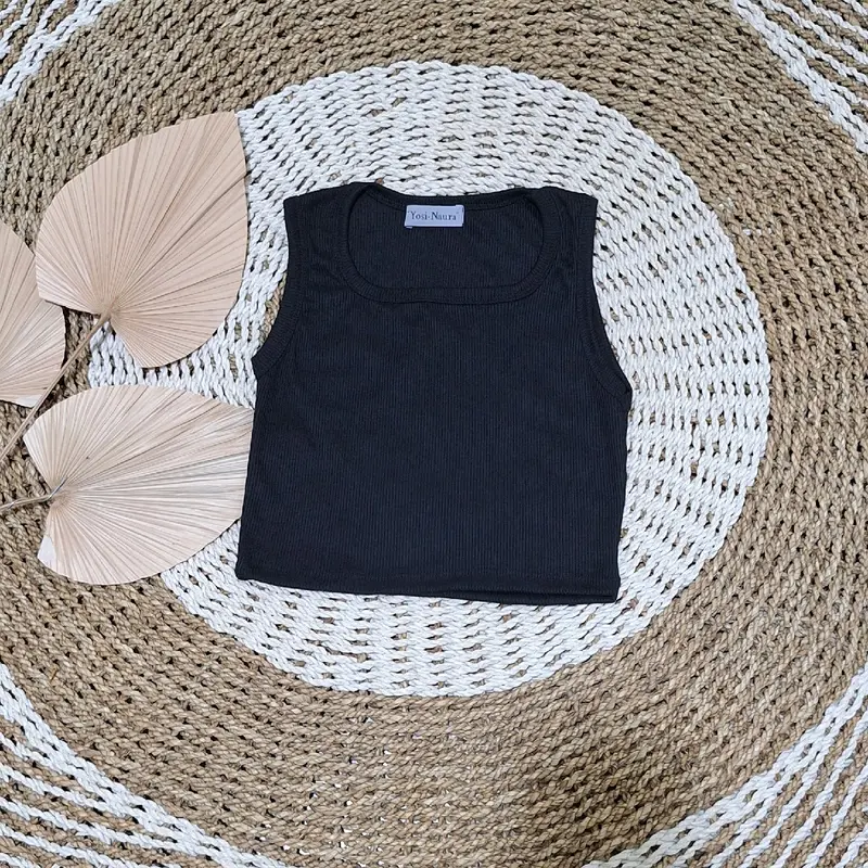 [tanktop 1 an U neck knit] NATA tanktop U knit basic Atasan Wanita Crop Rib 5