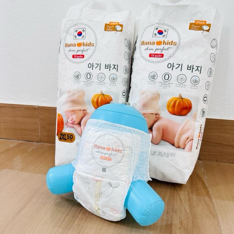 Hana Kids Combo 100 Bỉm Quần Organic 100% Bông An Toàn Mềm Mại Khóa Ấm Chống Trào 12h Bổ Sung Tinh Chất Bí Ngô Cho Bé