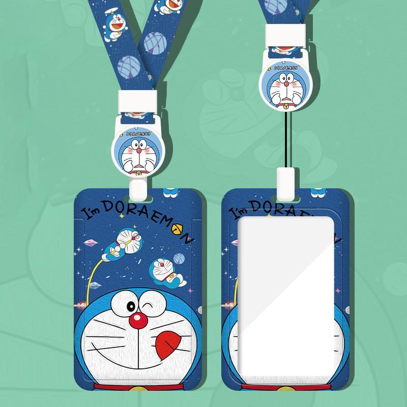 Dây đeo thẻ Kawaii Doraemon Có thể điều chỉnh, Holder thẻ ID cho công việc, văn phòng, trường học, xe buýt, tàu điện ngầm