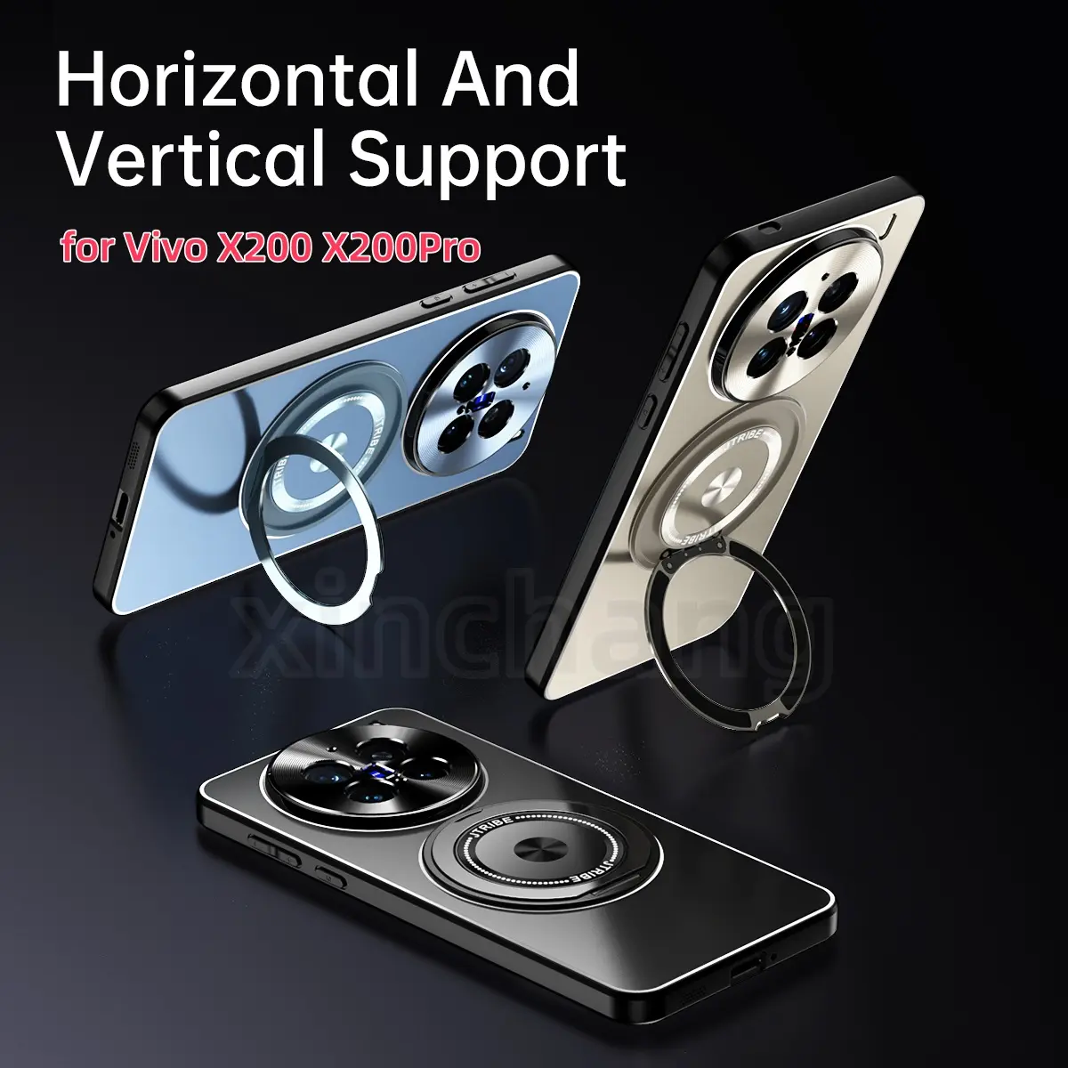 Vivo X200 X200Pro Phone Casing The alloy back plate is matte and magnetic, and the alloy lens is protected by a 360° rotating bracket, and the alloy lens is protected and anti-fall backcase shell case Cover Protector Protection Protective Phonecase
