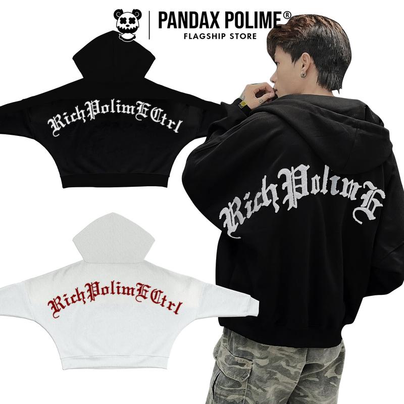 Hoodie zip big boxy nỉ chân cua không xù áo khoác chống nắng thêu xù cổ cao thoáng mát bigsize pandax polime unisex nam nữ