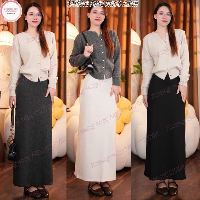 DEAL HOT - 2 Phiên Bản Chiều Dài Chân Váy Dáng A Dài Chất Thun Len Lông Thỏ Xẻ Sau Siêu Hot