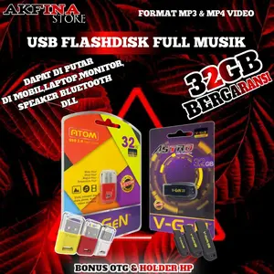 Flashdisk Full Musik Mobil Bergaransi MP4 dan MP3 untuk mobil Laptop Tv Bonus OTG dan Holder HP Best Seller