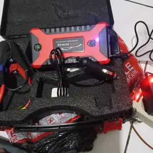 ANTETSI 10000mAh 12V Car Jump Starter Dengan Tombol Boost Jumper Aki Mobil Powerbank Car Jump Starter Power Bank Lampu LED, Lampu Darurat Penguat Baterai untuk Mobil