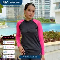 Gambar DN Sportswear Baju Renang Wanita dengan Resleting Depan – UV Protection, Quick Dry, Stretchy & Nyaman Dipakai (S–8XL) - Black-pink, S dari DN Sportswear Official Kota Tangerang 4 Tokopedia
