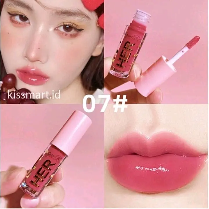 ( LIPSTIK HER NO 7 ) HER Lipstick Lip Gloss Lip Glaze Waterproof Glitter Bibir Young Girl Dragon Ranee Minipink Lipstik Tahan Lama live