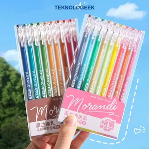 Set Highlighters Warna berisi 18 warna warni  morandi pena netral untuk menggambar catatan khusus Set 9pcs