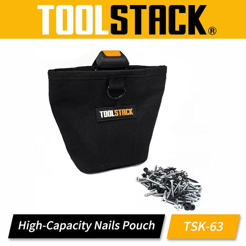 TOOLSTACK TSK-63 กระเป๋าคาดเอวใส่ตะปูและสกรู ความจุสูง กันน้ำ ทนทาน ใช้งานอเนกประสงค์ เหมาะสำหรับจัด