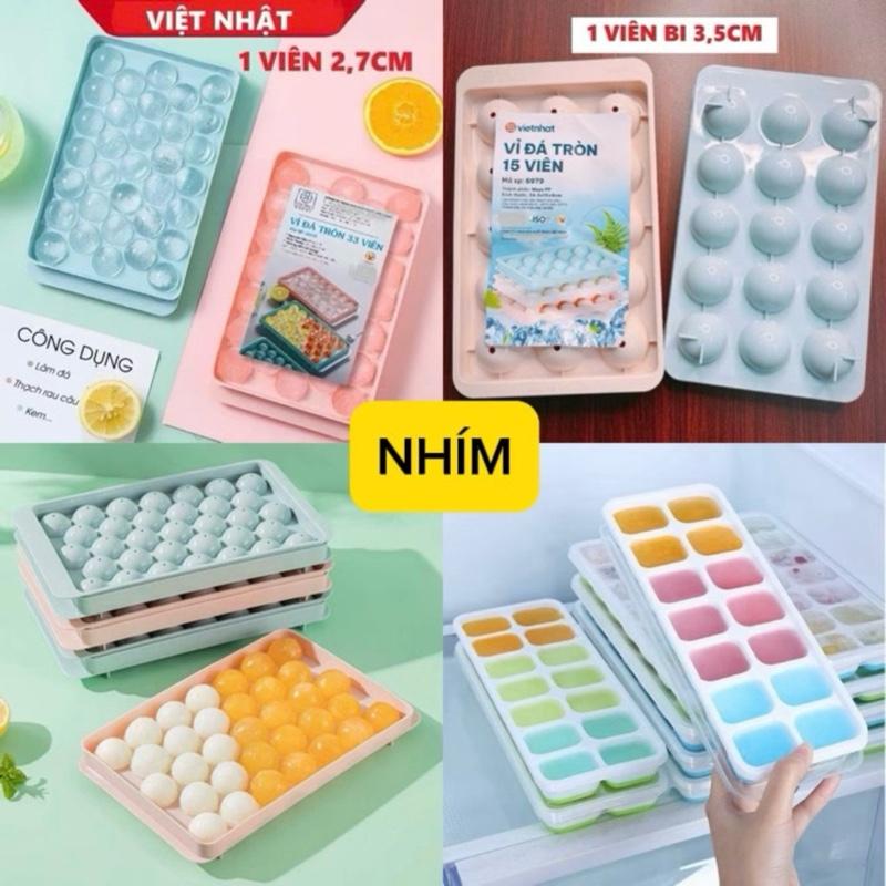  NHÍM KHAY ĐÁ TRÒN 33 VIÊN BI KHUÔN LÀM ĐÁ CÓ NẮP ĐẬY LÀM THẠCH CHEESE BALL NHỰA DẺO HÌNH VIÊN BI TRÒN 