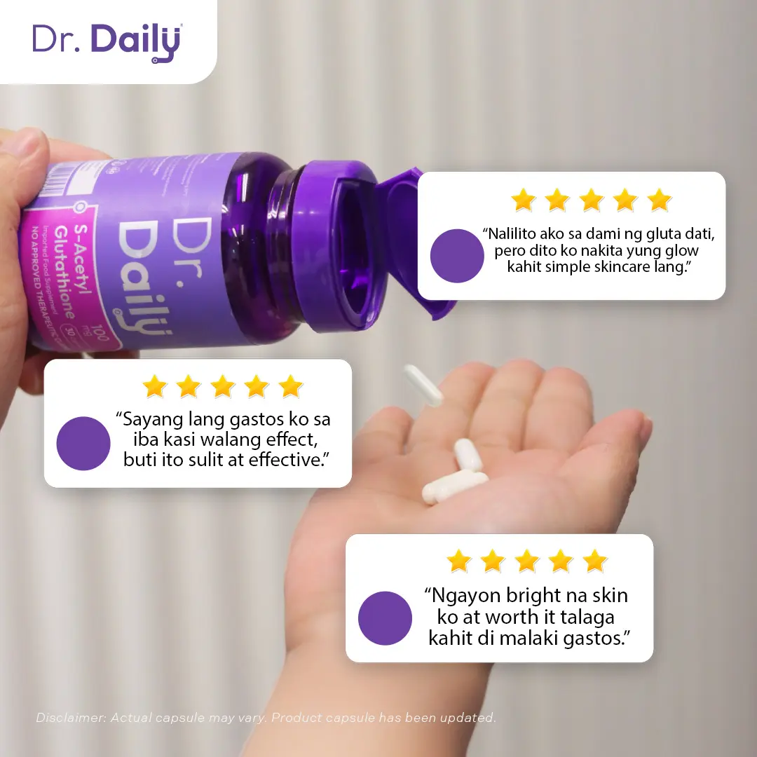 Pack of 2 - Dr. Daily S-Acetyl Glutathione 100mg: Supports skin  brightening, antioxidant defense, and detox
