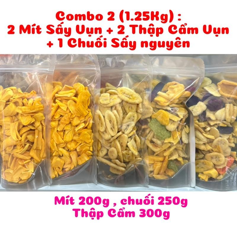 Combo 2 (1.25Kg) : 2 Mít Sấy Vụn + 2 Thập Cẩm Sấy Vụn + 1 Chuối Sấy Nguyên - Thơm giòn ngọt được đóng gói bằng túi zipper