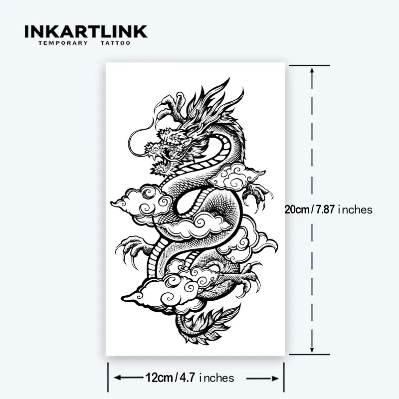 Miếng Dán Hình Xăm Tạm Thời Thiết Kế Rồng, Hình Xăm Ma Thuật, Lên Đến 1-2 Tuần, Hình Xăm Giả Như Thật 2