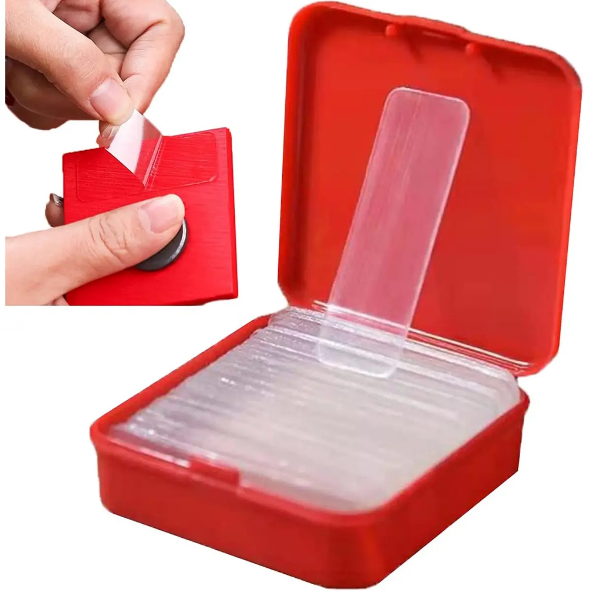 60Pcs/Box Transparent Removable Double Sided Self-adhesive Tapes for Balloons Couplets / Multifunctional Waterproof No Residue Washable Reusable Strong Sticky Wall Tape Strips