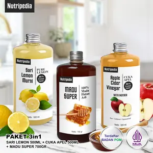 NUTRIPEDIA PAKET 3IN1 - PAKET MADU 700GR, CUKA APEL 500ML, SARI LEMON 500ML