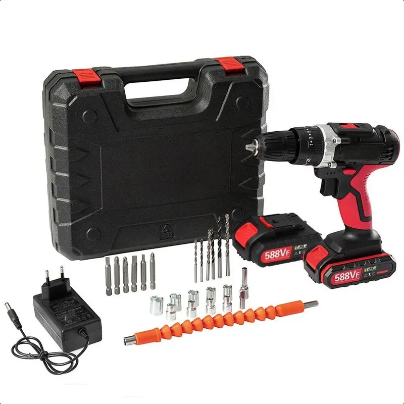 3in1 Mesin Bor tangan tanpa kabel Alat Bor Dampak Isi Ulang Rumah Tangga Lithium Bor Listrik Impact Drill Set  Isi Ulang Bor Listrik 0