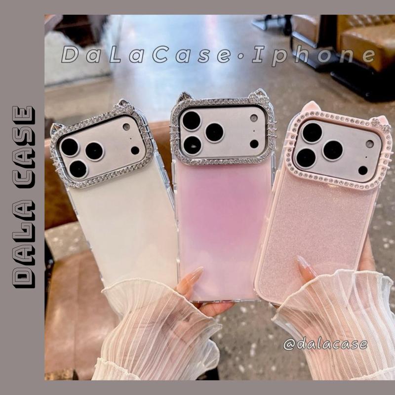  Ốp Lưng Pha Lê - Crystal Glow Đổi Màu Theo Tone Máy Có Cụm Camera Kity Đính Đá 