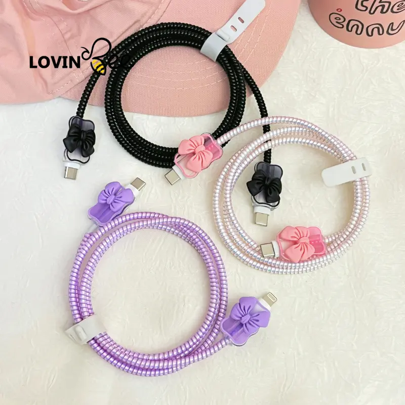 1 Set 4 Item Pelindung Kabel Charger Type C + Type C Pelindung Kabel Data Handphone 0