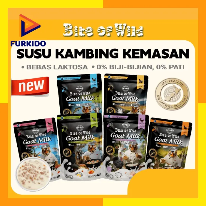 Bite of Wild Cat Wet Food Pouch Dengan Susu Kambing 70 Gr / Makanan Basah Kucing