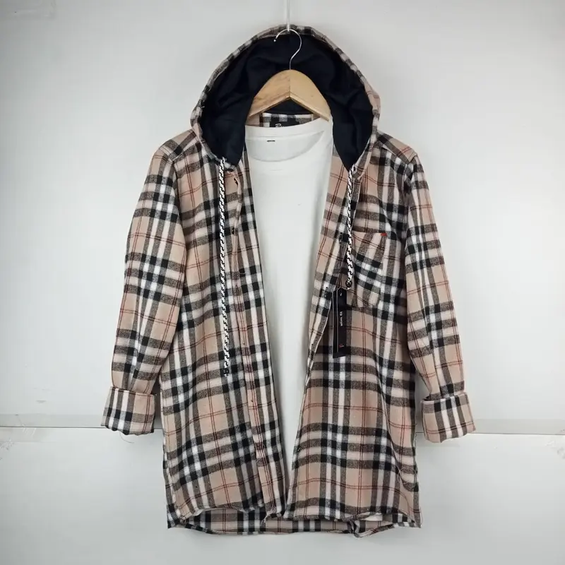 KEMEJA FLANEL HOODIE LENGAN PANJANG BERTUDUNG PRIA DAN WANITA KWALITAS DISTRO Keren Nyaman 4
