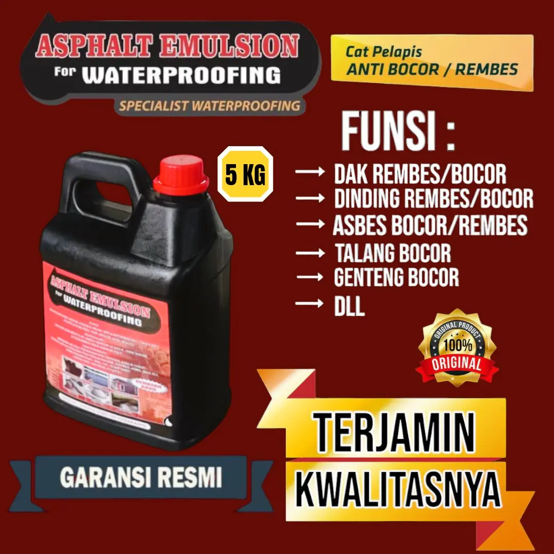 Aspal cair 5KG ASPHALT EMULSION for WATERPROOFING cat pelapis anti bocor dan rembes