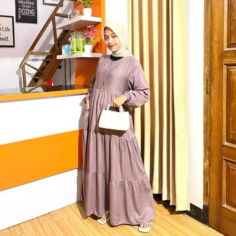 Syifazakia- Aura Basic Dress rayon twill premium tebel nyaman adem mayung Busui Casual